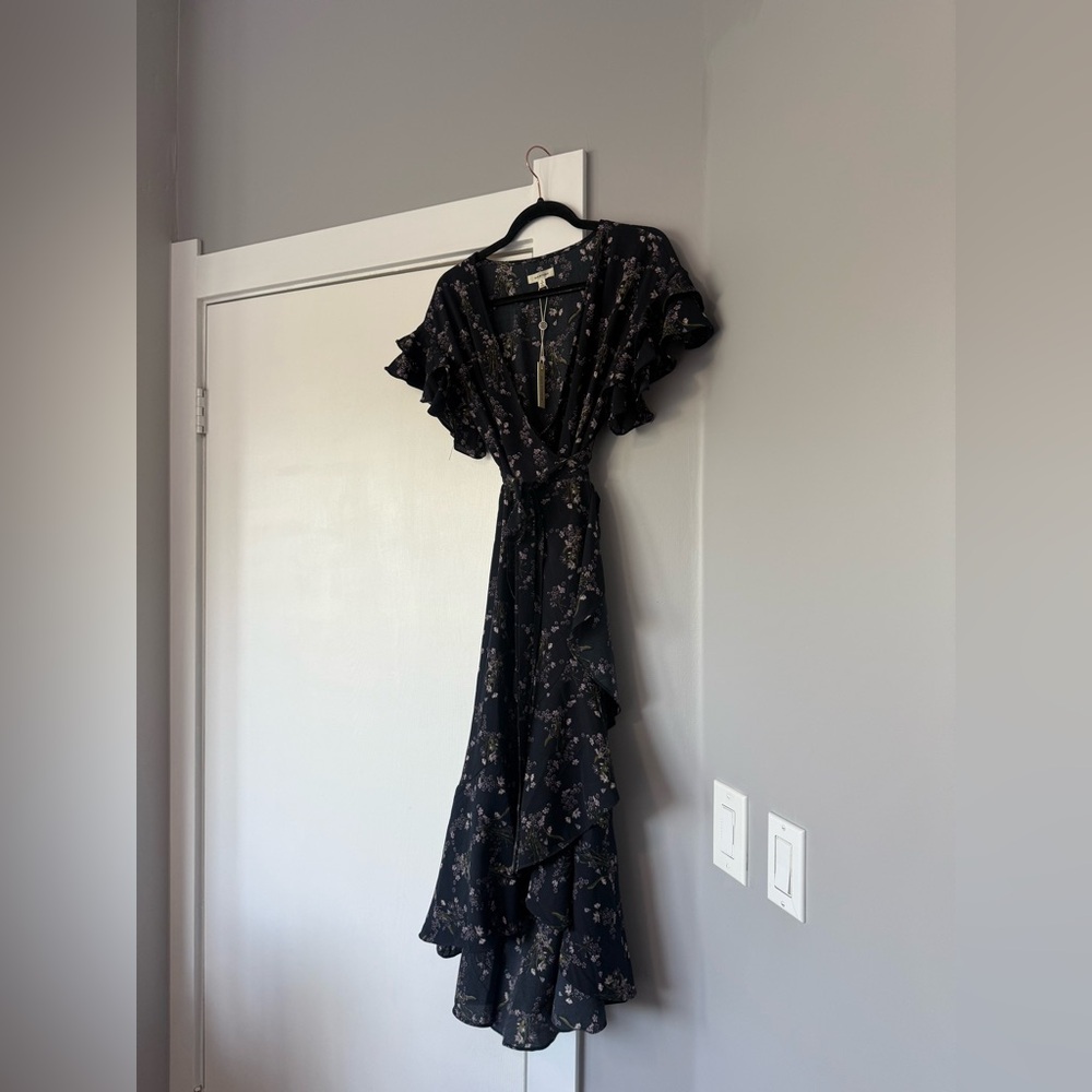 Max Studio Navy Blue Floral High Low Dress